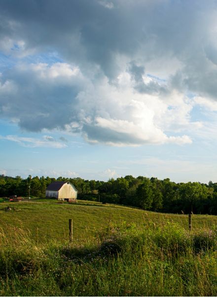 barn off on a hill
