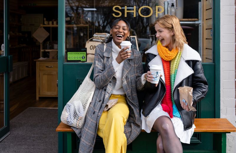 friends enjoying time shopping together