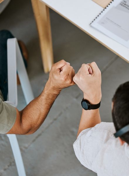 fist bump at work