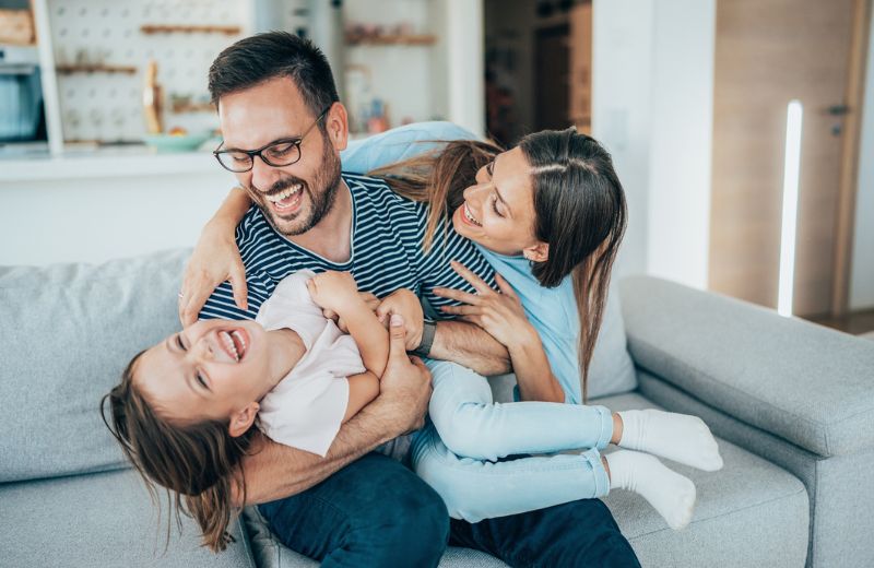 Family enjoying home