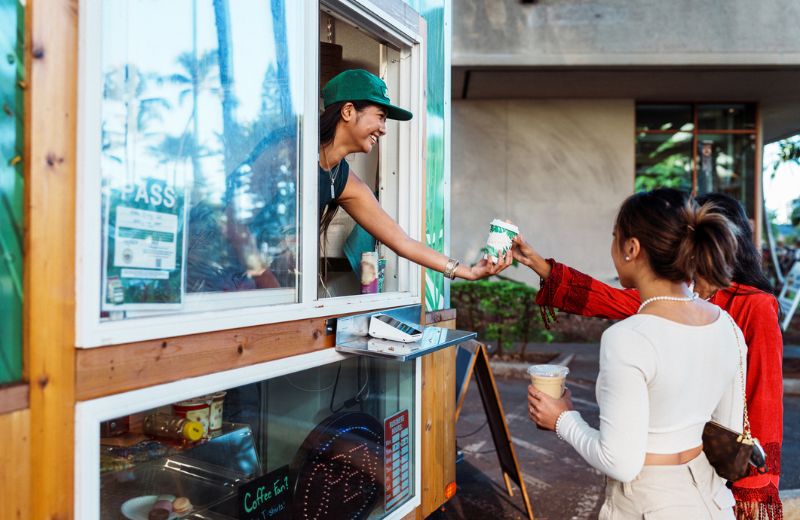 Small business helping customers