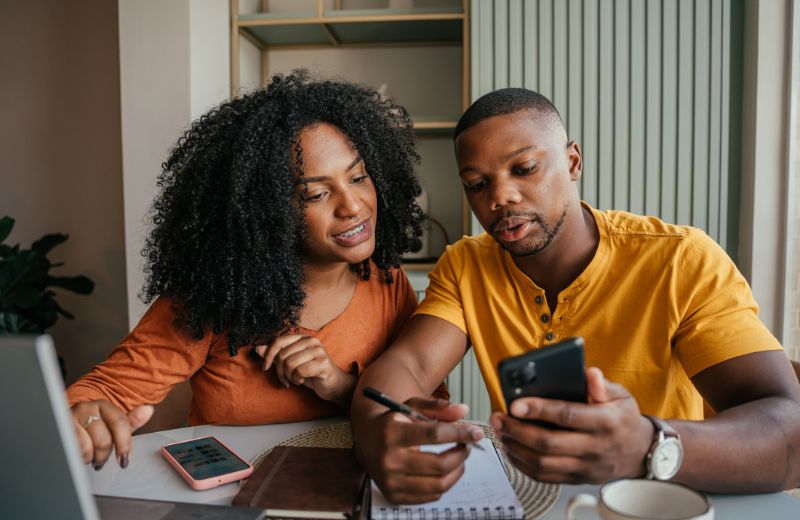 Couple working through finances