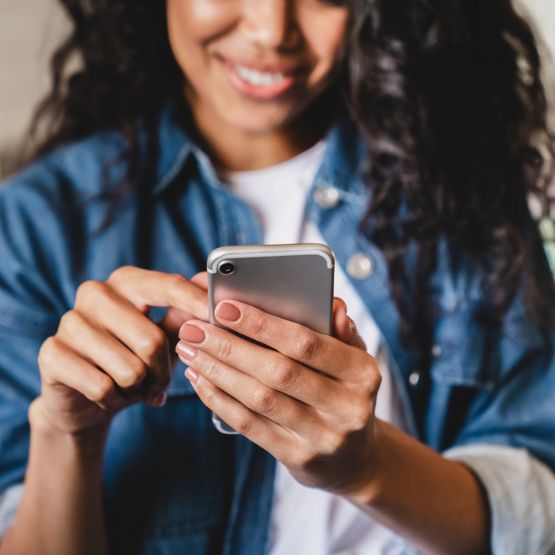 Lady scrolling on phone