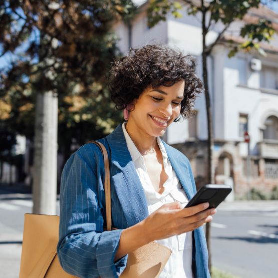 Woman on phone - savings