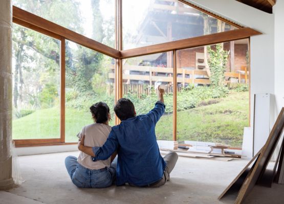 family looking at renovations