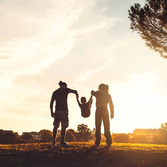 family enjoying time outside together