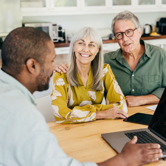 Family talking about banking