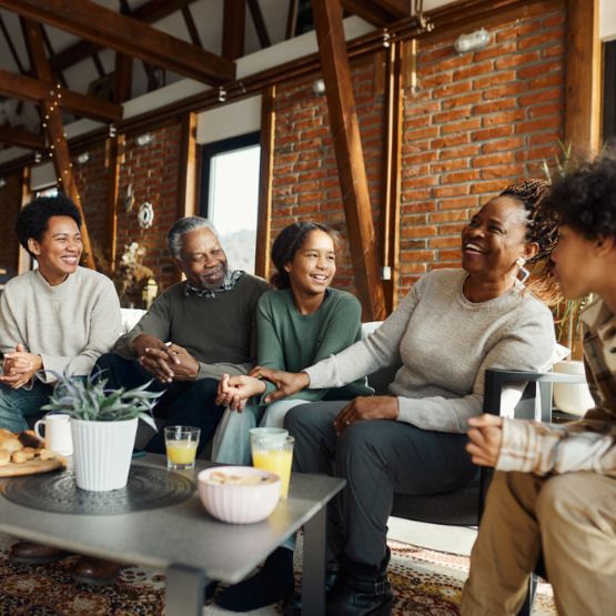 Family enjoying time at home together